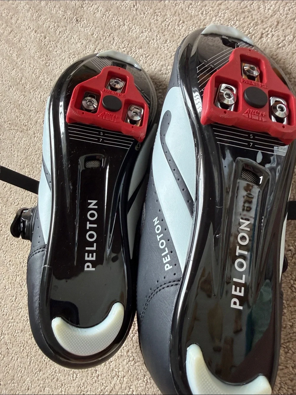 Peloton Men's Athletic Cycling Shoes in Black with Pink Interior
